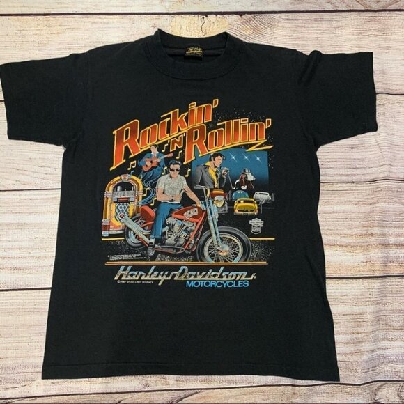 Vintage Tops - Vintage Elvis Presley Harley Davidson Tee